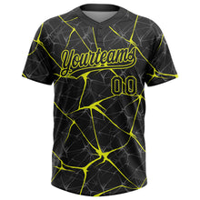 Загрузить изображение в средство просмотра галереи, Custom Black Neon Yellow 3D Pattern Abstract Network Two-Button Unisex Softball Jersey