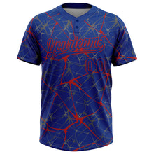 Load image into Gallery viewer, Custom Royal Red 3D Pattern Abstract Network Two-Button Unisex Softball Jersey
