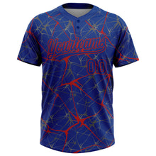 Загрузить изображение в средство просмотра галереи, Custom Royal Red 3D Pattern Abstract Network Two-Button Unisex Softball Jersey