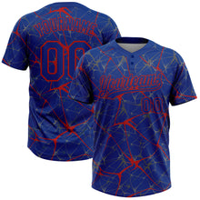 Загрузить изображение в средство просмотра галереи, Custom Royal Red 3D Pattern Abstract Network Two-Button Unisex Softball Jersey