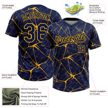 Загрузить изображение в средство просмотра галереи, Custom Navy Gold 3D Pattern Abstract Network Two-Button Unisex Softball Jersey