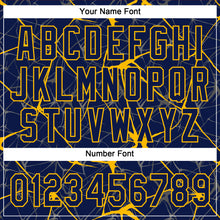 Загрузить изображение в средство просмотра галереи, Custom Navy Gold 3D Pattern Abstract Network Two-Button Unisex Softball Jersey