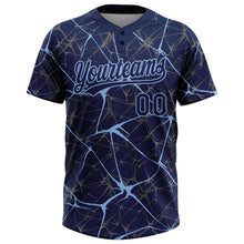 Загрузить изображение в средство просмотра галереи, Custom Navy Light Blue 3D Pattern Abstract Network Two-Button Unisex Softball Jersey