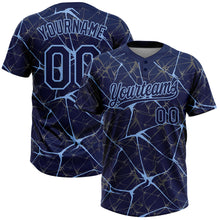 Загрузить изображение в средство просмотра галереи, Custom Navy Light Blue 3D Pattern Abstract Network Two-Button Unisex Softball Jersey