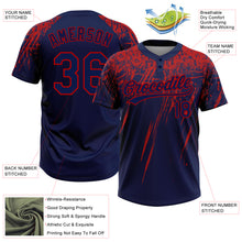 Load image into Gallery viewer, Custom Navy Red 3D Pattern Abstract Sharp Shape Two-Button Unisex Softball Jersey
