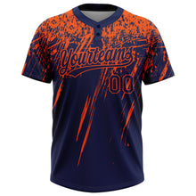 Загрузить изображение в средство просмотра галереи, Custom Navy Orange 3D Pattern Abstract Sharp Shape Two-Button Unisex Softball Jersey