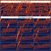 Load image into Gallery viewer, Custom Navy Orange 3D Pattern Abstract Sharp Shape Two-Button Unisex Softball Jersey
