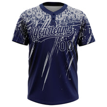 Загрузить изображение в средство просмотра галереи, Custom Navy Gray 3D Pattern Abstract Sharp Shape Two-Button Unisex Softball Jersey