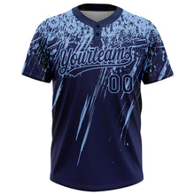 Загрузить изображение в средство просмотра галереи, Custom Navy Light Blue 3D Pattern Abstract Sharp Shape Two-Button Unisex Softball Jersey