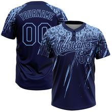 Загрузить изображение в средство просмотра галереи, Custom Navy Light Blue 3D Pattern Abstract Sharp Shape Two-Button Unisex Softball Jersey
