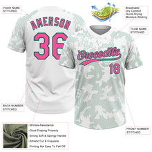 Загрузить изображение в средство просмотра галереи, Custom White Pink-Kelly Green 3D Pattern Curve Lines Two-Button Unisex Softball Jersey