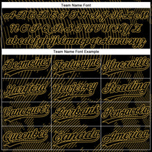 Загрузить изображение в средство просмотра галереи, Custom Black Old Gold 3D Pattern Curve Lines Two-Button Unisex Softball Jersey