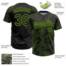 Загрузить изображение в средство просмотра галереи, Custom Black Neon Green 3D Pattern Curve Lines Two-Button Unisex Softball Jersey