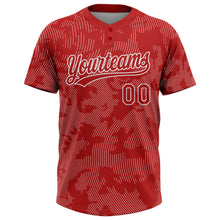 Load image into Gallery viewer, Custom Red White 3D Pattern Curve Lines Two-Button Unisex Softball Jersey
