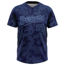 Загрузить изображение в средство просмотра галереи, Custom Navy Light Blue 3D Pattern Curve Lines Two-Button Unisex Softball Jersey