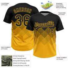 Загрузить изображение в средство просмотра галереи, Custom Black Gold 3D Pattern Gradient Square Shapes Two-Button Unisex Softball Jersey