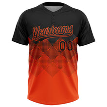 Загрузить изображение в средство просмотра галереи, Custom Black Orange 3D Pattern Gradient Square Shapes Two-Button Unisex Softball Jersey