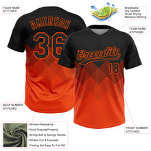 Загрузить изображение в средство просмотра галереи, Custom Black Orange 3D Pattern Gradient Square Shapes Two-Button Unisex Softball Jersey