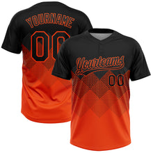 Загрузить изображение в средство просмотра галереи, Custom Black Orange 3D Pattern Gradient Square Shapes Two-Button Unisex Softball Jersey