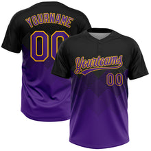 Загрузить изображение в средство просмотра галереи, Custom Black Purple-Gold 3D Pattern Gradient Square Shapes Two-Button Unisex Softball Jersey