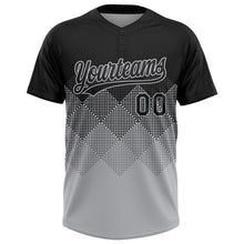 Load image into Gallery viewer, Custom Black Gray 3D Pattern Gradient Square Shapes Two-Button Unisex Softball Jersey
