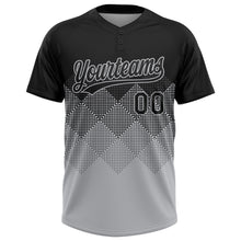 Загрузить изображение в средство просмотра галереи, Custom Black Gray 3D Pattern Gradient Square Shapes Two-Button Unisex Softball Jersey