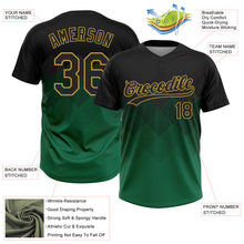 Загрузить изображение в средство просмотра галереи, Custom Black Kelly Green-Old Gold 3D Pattern Gradient Square Shapes Two-Button Unisex Softball Jersey