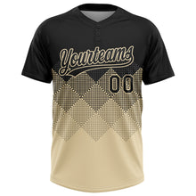 Загрузить изображение в средство просмотра галереи, Custom Black Cream 3D Pattern Gradient Square Shapes Two-Button Unisex Softball Jersey