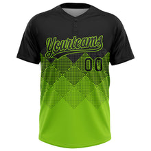 Load image into Gallery viewer, Custom Black Neon Green 3D Pattern Gradient Square Shapes Two-Button Unisex Softball Jersey
