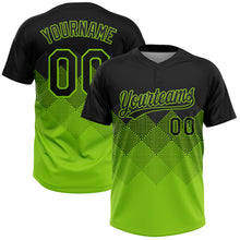 Загрузить изображение в средство просмотра галереи, Custom Black Neon Green 3D Pattern Gradient Square Shapes Two-Button Unisex Softball Jersey