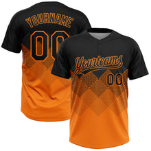 Загрузить изображение в средство просмотра галереи, Custom Black Bay Orange 3D Pattern Gradient Square Shapes Two-Button Unisex Softball Jersey