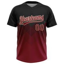 Load image into Gallery viewer, Custom Black Crimson-City Cream 3D Pattern Gradient Square Shapes Two-Button Unisex Softball Jersey
