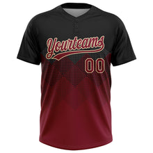 Загрузить изображение в средство просмотра галереи, Custom Black Crimson-City Cream 3D Pattern Gradient Square Shapes Two-Button Unisex Softball Jersey