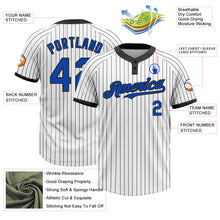 Load image into Gallery viewer, Custom White Black Pinstripe Thunder Blue Two-Button Unisex Softball Jersey