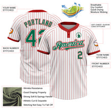 Load image into Gallery viewer, Custom White Red Pinstripe Kelly Green Two-Button Unisex Softball Jersey