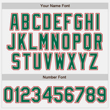 Load image into Gallery viewer, Custom White Red Pinstripe Kelly Green Two-Button Unisex Softball Jersey