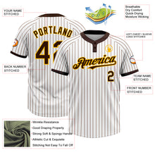 Load image into Gallery viewer, Custom White Brown Pinstripe Gold Two-Button Unisex Softball Jersey