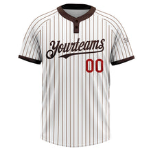 Load image into Gallery viewer, Custom White Brown Pinstripe Red Two-Button Unisex Softball Jersey