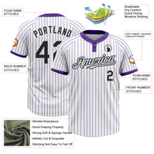 Load image into Gallery viewer, Custom White Purple Pinstripe Black-Silver Two-Button Unisex Softball Jersey