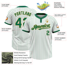 Load image into Gallery viewer, Custom White Kelly Green Pinstripe Old Gold Two-Button Unisex Softball Jersey
