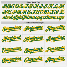 Load image into Gallery viewer, Custom White Kelly Green Pinstripe Gold Two-Button Unisex Softball Jersey