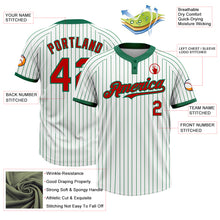 Load image into Gallery viewer, Custom White Kelly Green Pinstripe Red Two-Button Unisex Softball Jersey