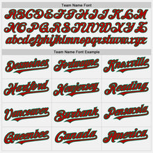 Load image into Gallery viewer, Custom White Kelly Green Pinstripe Red Two-Button Unisex Softball Jersey