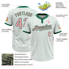 Load image into Gallery viewer, Custom White Kelly Green Pinstripe Medium Pink Two-Button Unisex Softball Jersey