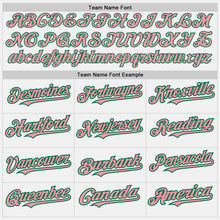 Load image into Gallery viewer, Custom White Kelly Green Pinstripe Medium Pink Two-Button Unisex Softball Jersey
