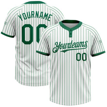 Load image into Gallery viewer, Custom White Kelly Green Pinstripe Kelly Green Two-Button Unisex Softball Jersey
