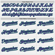 Load image into Gallery viewer, Custom White Kelly Green Pinstripe Purple Two-Button Unisex Softball Jersey