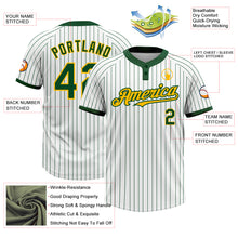 Load image into Gallery viewer, Custom White Green Pinstripe Gold Two-Button Unisex Softball Jersey