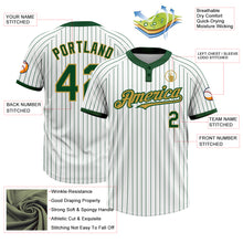 Load image into Gallery viewer, Custom White Green Pinstripe Old Gold Two-Button Unisex Softball Jersey
