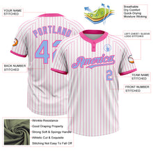 Загрузить изображение в средство просмотра галереи, Custom White Pink Pinstripe Light Blue Two-Button Unisex Softball Jersey